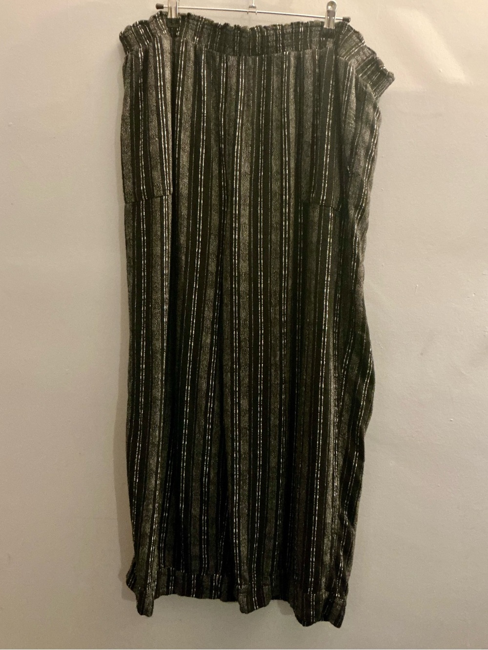 Black Striped Linen Blend Wide Leg Pants Size 22 XXXL Time and Tru